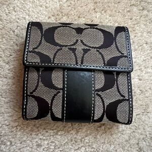 Coach Black and Cream Logo Wallet
